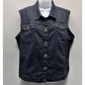 Bend Over Denim Jean Jacket Vest Black Women's Plus Size 22 Biker Western